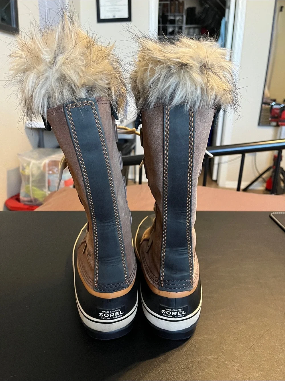 Sorel Black Women's Winter Boots with Faux Fur Trim